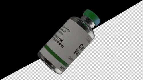 3D Coronavirus Vaccine Vial Rotating on Alpha Channel