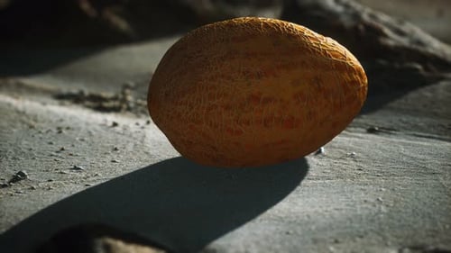 Melon du désert sur la plage de sable
