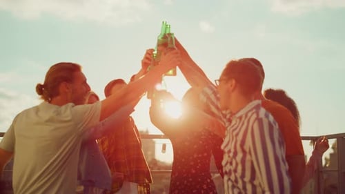 Beautiful Friends Toasting with Beer Party