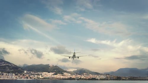Airplane Landing Salerno Italy