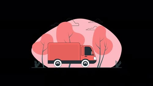 Animated Delivery Truck in Flat Design Style