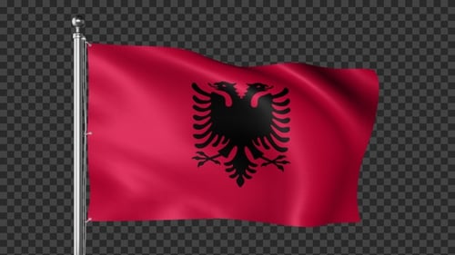 Albania Flag Waving Realistic Animated Transparent Background