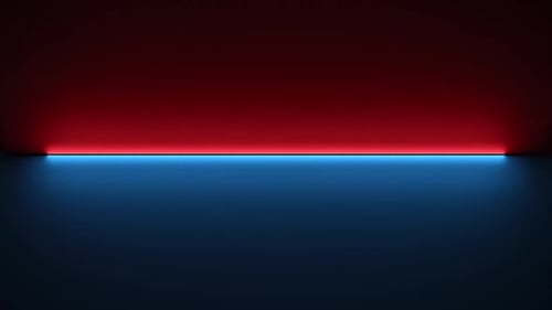 Abstract Blue and Red Illuminating Surface Grow Rotate and Split in Two