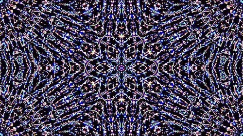 Shimmering Digital Kaleidoscope Pattern with Abstract Light Particles