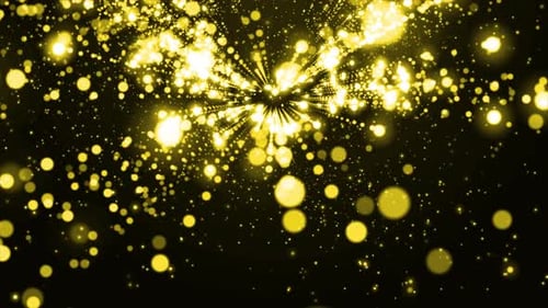 Golden Glitter Particles Bursting Celebration Background