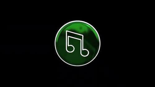 3D Glossy Green Music Note Icon Loop