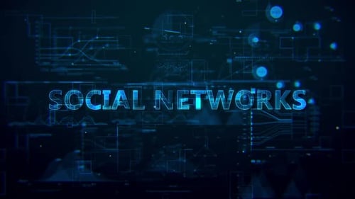 Animated Social Networks Text on Futuristic Data Background