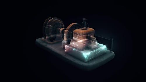 3D Industrial Machine Holographic Scan and Reveal Animation