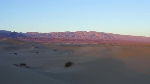 Desert Sand Dunes at Sunrise Aerial View