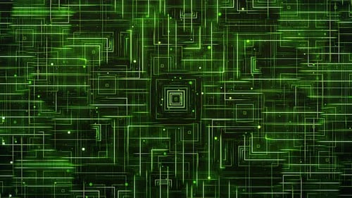 Green Squares - Glowing Lines and Shapes