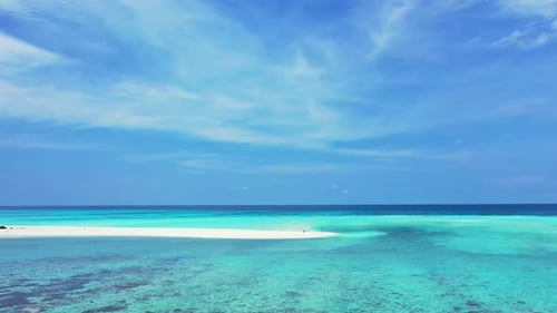 Aerial abstract of perfect coast beach vacation by blue green water and white sand background of a p