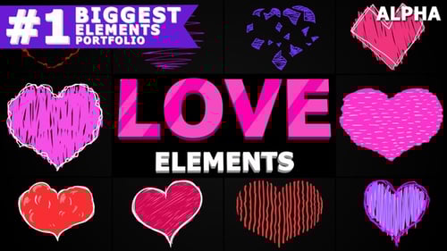 Animated Sketch Love Heart Elements Pack