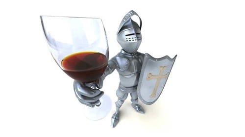 Animated 3D Knight Raising a Wine Glass for Celebrations