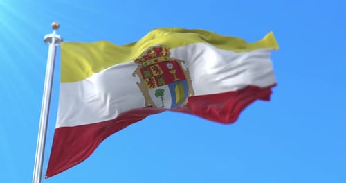 Almeria Flag Waving in Realistic Blue Sky Loop