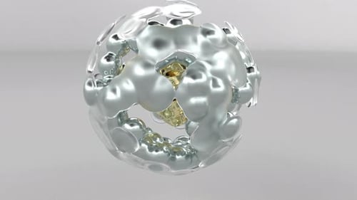 Liquid Metal Surreales Objekt basierend auf Metabällen Kugeln in Glas Wasser Liquid Motion Design Intro
