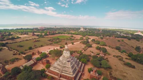 Flying Over Temples in Bagan Myanmar (Burma)