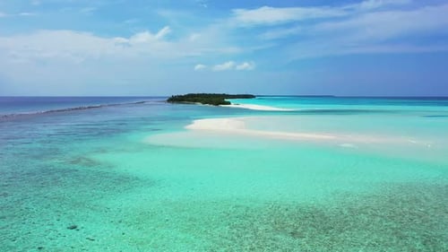 Aerial drone travel of tranquil sea view beach time by blue ocean with clean sand background of adve