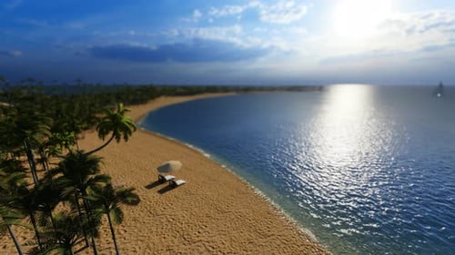 Liegestühle Und Sonnenschirm Am Tropical Beach