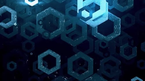 Animated Blue Glowing Hexagons Digital Tech Background