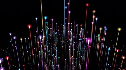 Rising Glowing Colorful Light Particles Abstract Background