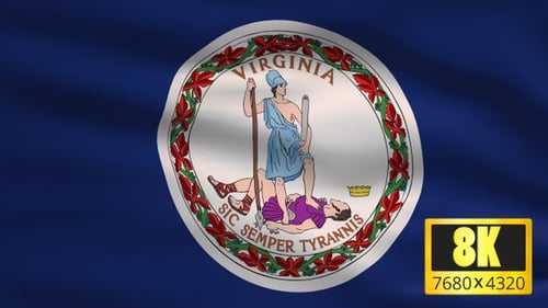 Virginia State Flag Waving Animation Loop