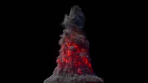 Realistic Fiery Volcanic Eruption with Smoke and Alpha Channel