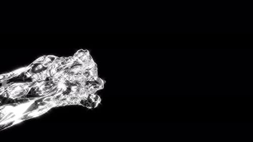 Clear Water Jet Stream with Sparkles on Black Super Slow Motion Shot 1000Fps