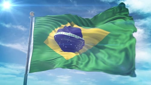 Waving Brazilian Flag Animation Loop
