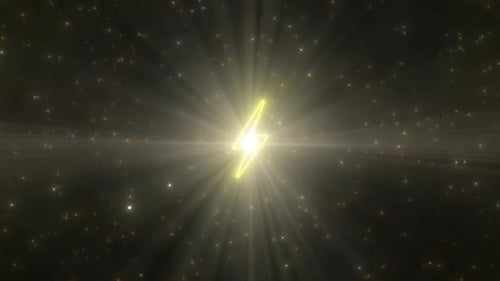 Lightning Bolt Strike Symbol Shape Outline Glowing Neon Lights Tunnel