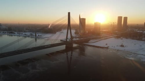 Riga city sunset view