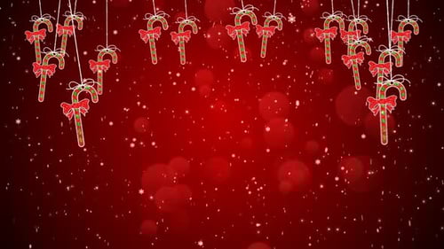 Animated Christmas Candy Cane Decorations with Falling Snow