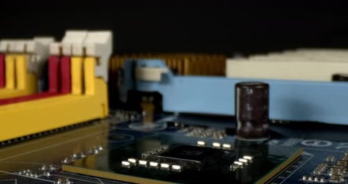 Computer Motherboard Close-Up Showing Components