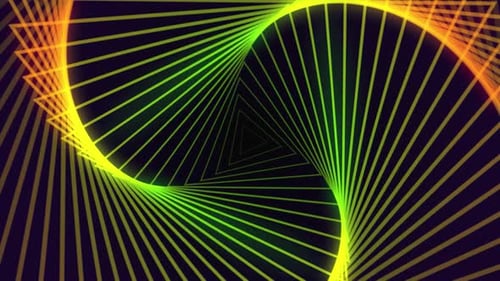 Retro Background Abstract Glowing Futuristic Corridor Triangle Grid Wireframe Tunnel Motion