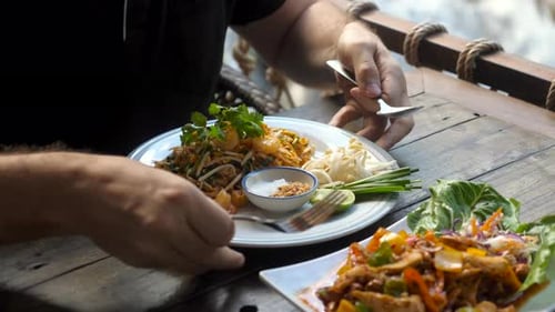 Delicious Pad Thai Meal at Tropical Restaurant