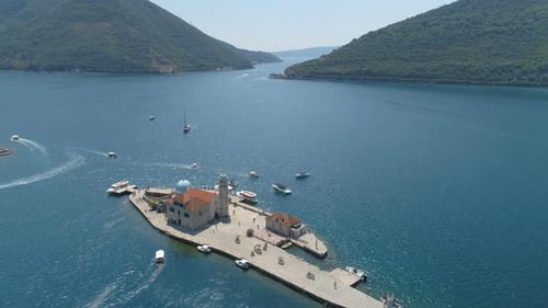 Aerial View of Boka Bay and Old Town Perast in Montenegro