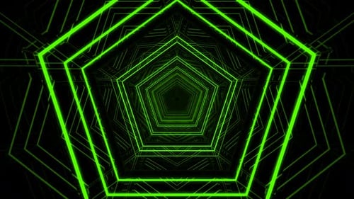 Abstract Green Neon Pentagonal Tunnel Seamless Loop
