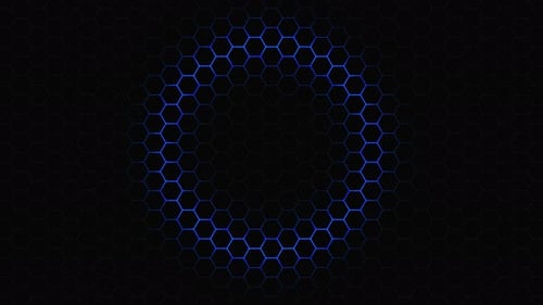 Glowing Blue Hexagon Grid Animation Background
