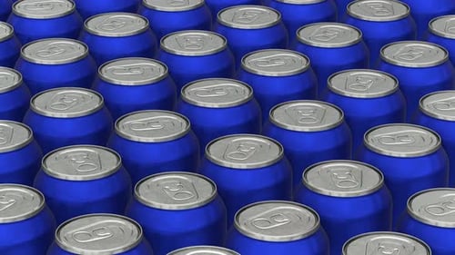 Blue Beverage Cans Seamless Loop Animation