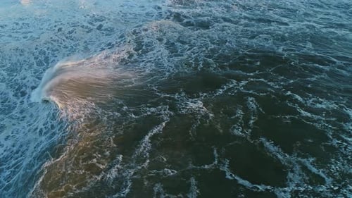 Aerial Top View on Big Wave of Atlantic Ocean