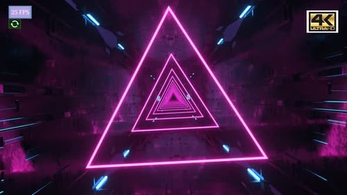 Futuristic Neon Tunnel Hyperspace Loop Background