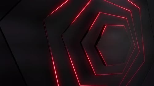 Hexagone de luxe lumineux rouge rotatif 4k