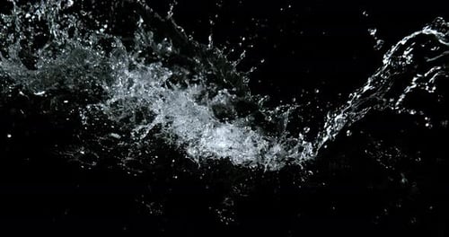 Dynamic Water Splash Against Black Background