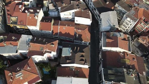 Aerial View of Dense Urban Buildings and Streets