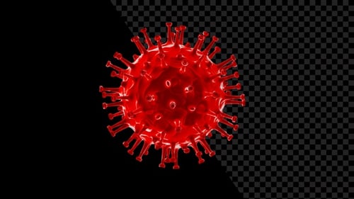 3D Red Virus Animation with Transparent Alpha Channel