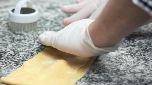 Chef Making Ravioli Close Up
