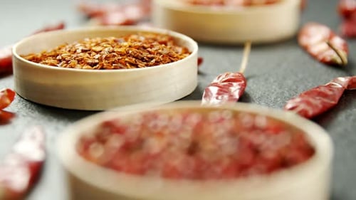 Close Up of Red Spices and Dried Chili Peppers
