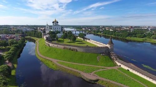 Aerial View of Pskov Kremlin in Russia