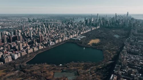 View on Central Park Buildings and Skyscrapers From Air