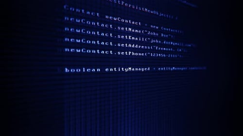 Futuristic Blue Scrolling Code Digital Screen Background