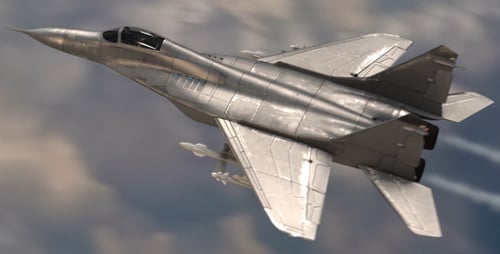 3D Realistic Fighter Jet Flying with Contrails Alpha Channel